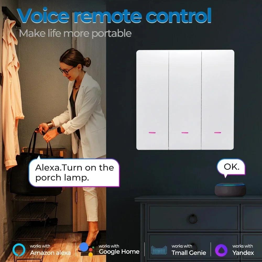 Tuya EU UK Smarter WiFi Lichtschalter Druckknopf 1/2/3-fach Licht Wandschalter Kein Neutralleiter Smart Life Alexa Google Home Alice