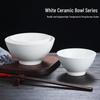 Bamboo-Style High-Foot Ceramic Bowl: Anti-Scald Ramen/Soup Bowl, Pure White Porcelain, Ideal for Rice/Porridge.