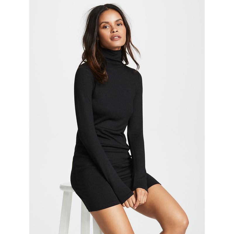 

Sexy Temperament High Collar Long Sleeves Dress 2025 Spring Autumn Underwear Tight-Fitting Cinched Sexy Slimming Sheath Skirt Royal Blue XL(67.50 kg-75.00 kg)