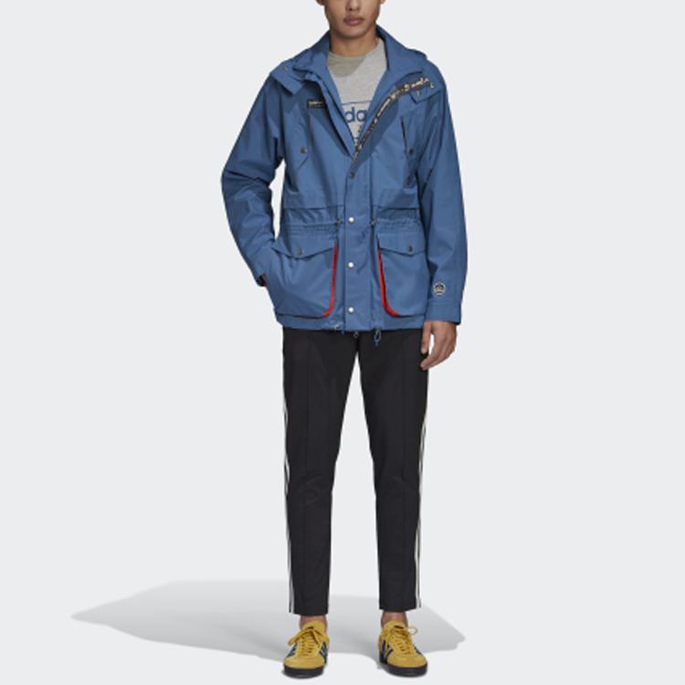 Adidas Originals Trefoil Solid Sport Casual Hooded Jacket Men Outerwear Blue FR9280