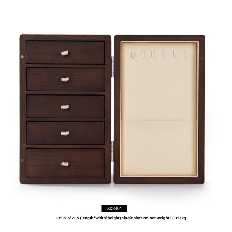 Walnut Jewelry Storage Box Solid Wood Magnetic Multi-Layer Drawer Jewelry Organizer