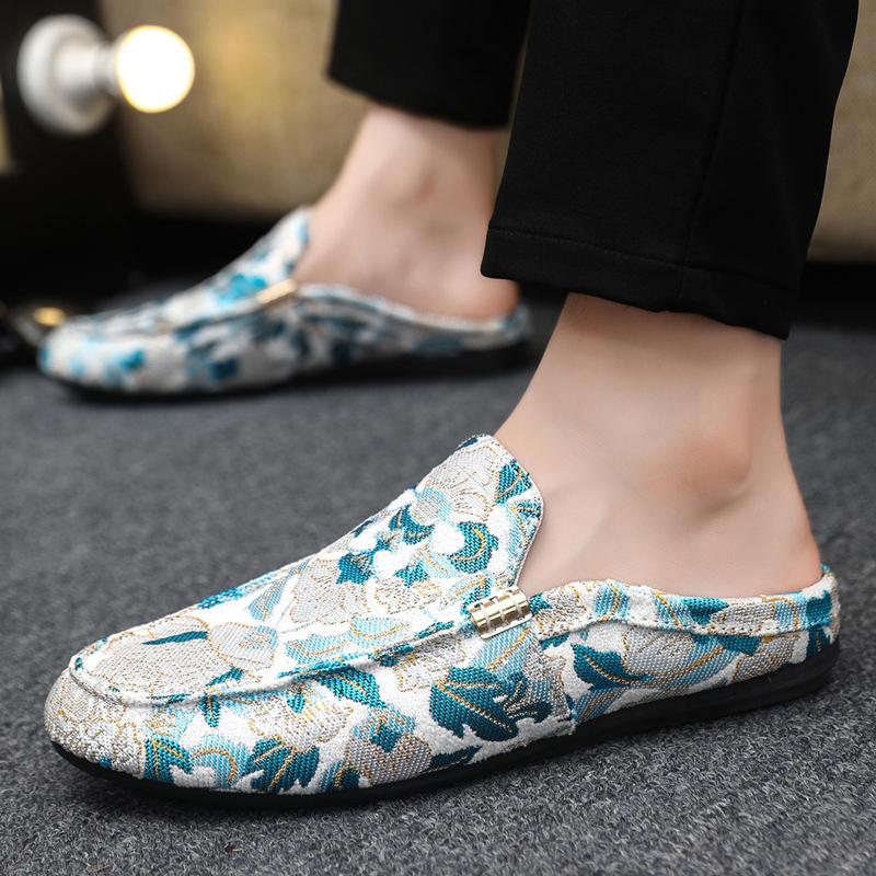 Fashion Summer New Canvas Men's Casual Shoes Comfortable Non-slip Man Half Slippers Lightweight Walking Shoes Design Fashion Sport Shoes