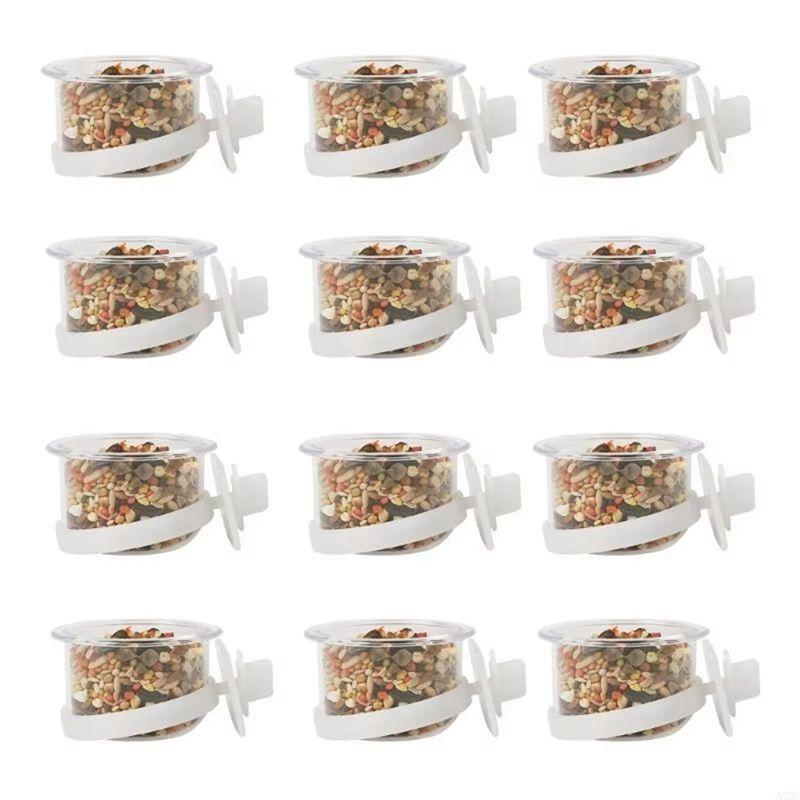 M-Modern-Adjust Height Bird Feeding Cup Screw On Cage Bird Fruit Feeders Transparent 12Pcs