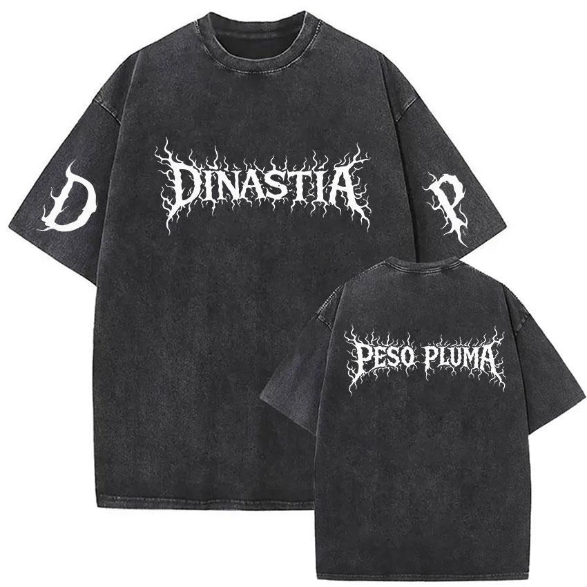 Peso Pluma Dinastia Album Tour  Vintage Washed T Shirt Unisexs Loose Pop Hip Hop Short Sleeve Tshirt Unisex  Cotton T Shirts S