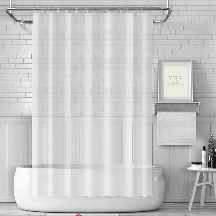 Waterproof PEVA Shower Curtain with Hooks, Solid Color, Thickened & Punch-Free for Bathroom