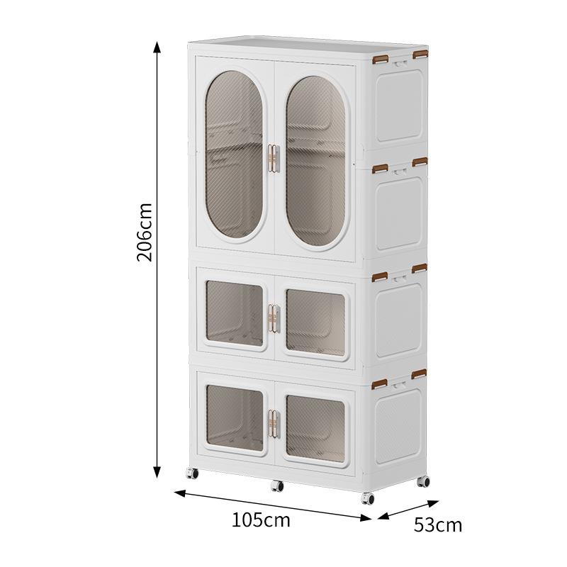 Folding plastic storage cabinet free installation household multifunctional wardrobe simple multi-layer bedroom clothes finishing storage cabinet
