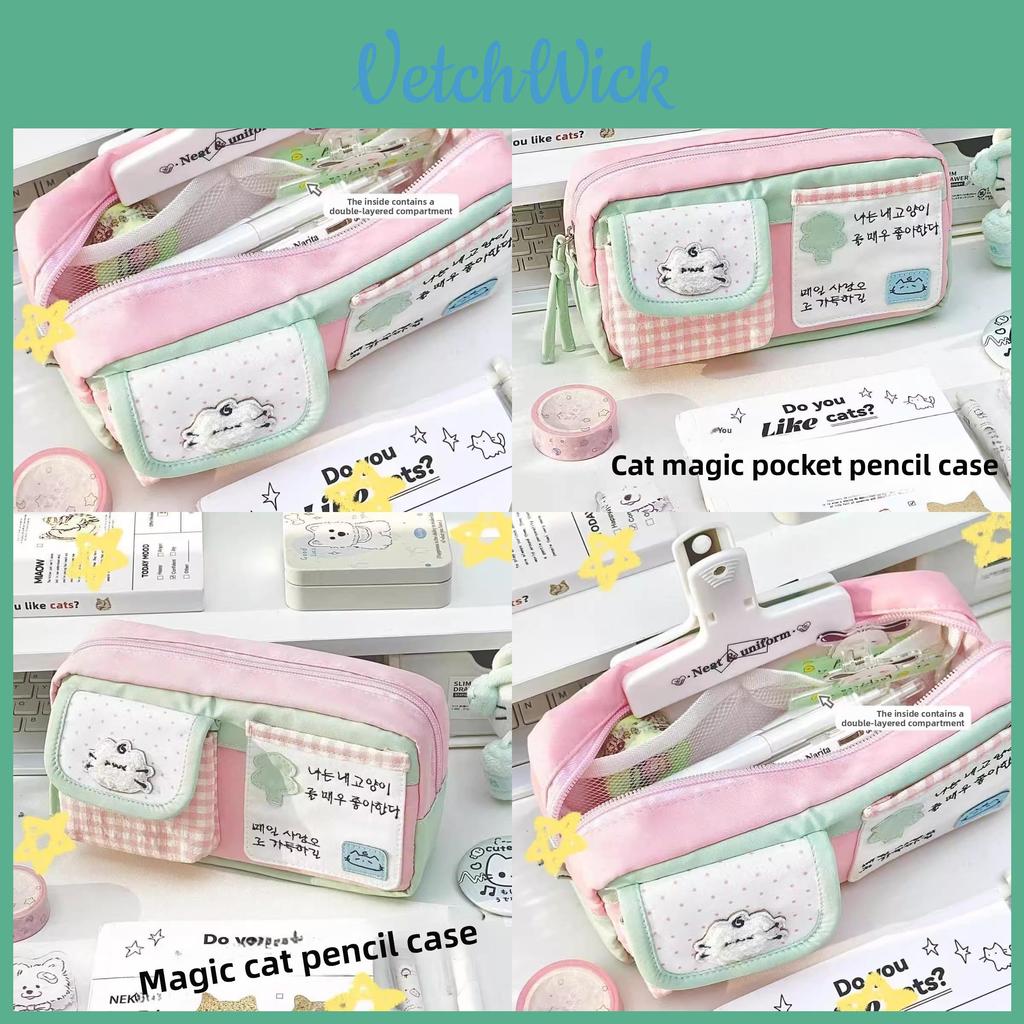 Creative Cat Pencil Case For Girls With Fabric Material And Stylish Design
