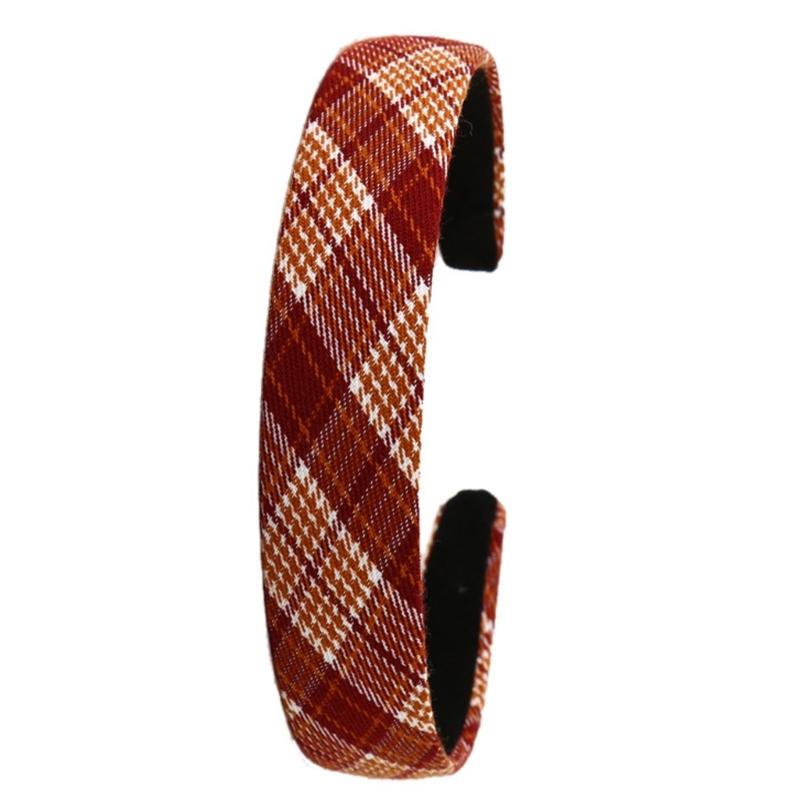 Checkered Wide Hairband Adjustable Hair Styling Accessory For Women Girl Comfortable Daily Use All Matching Headpiece