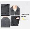 Men's Functional Embroidered Denim Jacket - Autumn/Winter Loose Fit, Japanese Trend, Plus Size Outerwear