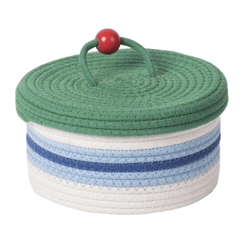 Multipurpose Cotton Woven Storage Box With Lid Sundries Organizer Storage Container For Living Room Office Supplies