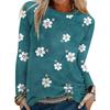 Round Neck 3D Flower Printed Casual Long Sleeved Women's T-shirts - Soft Medium Stretch Polyester Fabric Spring and Autumn Relaxed Fit Clothing