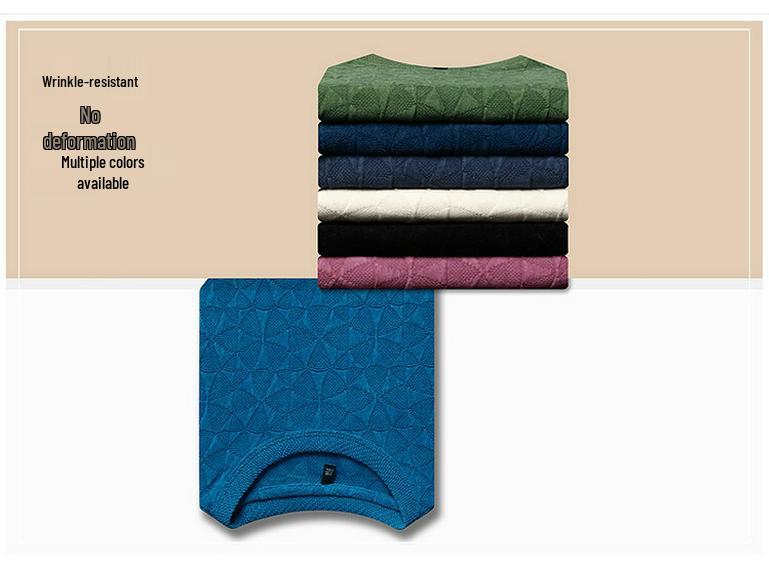 Men's Casual Round Neck Knit Sweater - Long Sleeve, Solid Color, Spring/Autumn Pullover Hoodie