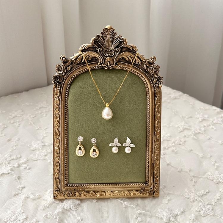 Vintage Inspired Earring Necklace Display Stand Flannel Lined Resin Frame Jewelry Organizers For Home Store Decoration