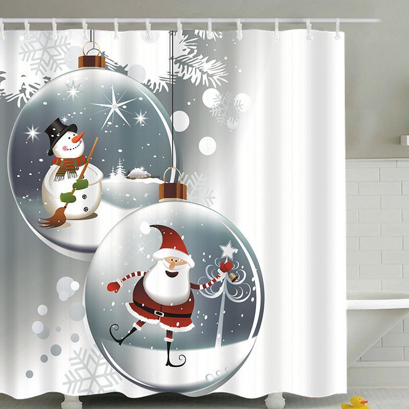 Versatile Christmas Snowman Waterproof Bathroom Shower Curtain With 12 Hooks For Any Holiday Setting