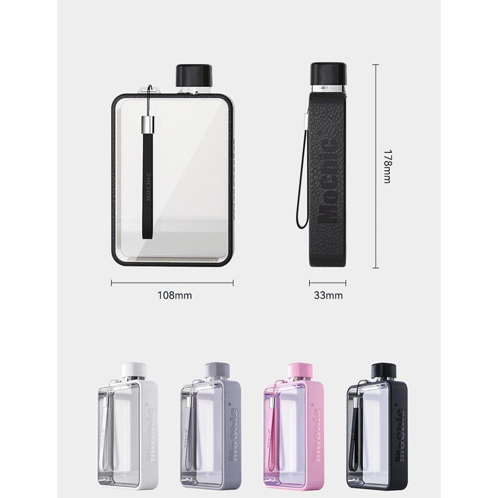 380 ml A5 platt vattenkopp Bärbar Kreativ Stor kapacitet Fyrkantig dricksflaska Sportvattenkanna