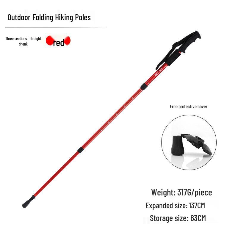 Aluminum Alloy Telescopic Hiking & Trekking Poles with Straight, T-Handle, Curved Handles for Skiing, Climbing, and Elderly Use