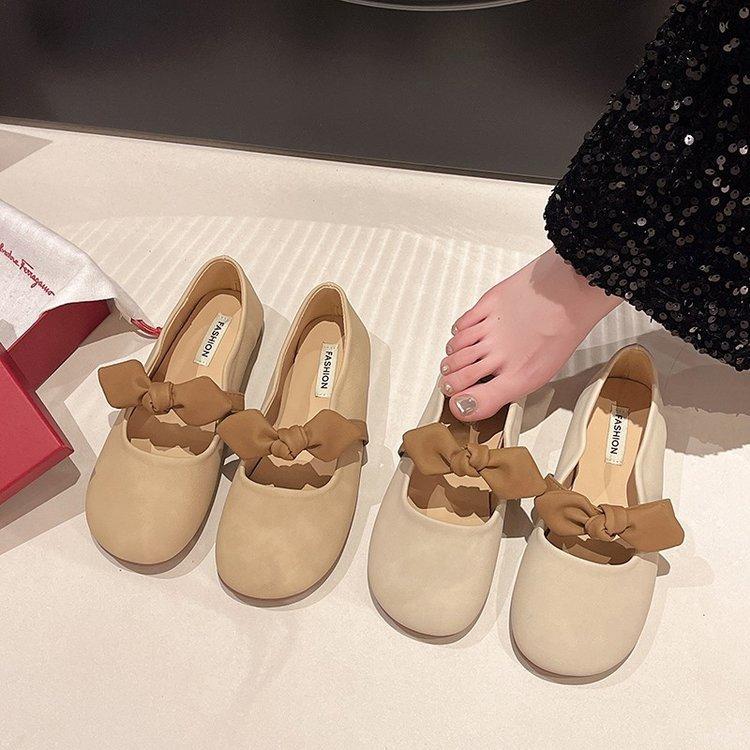 Zachte Platte Mary Jane Enkelschoenen Modieuze en Comfortabele Dames Lente Strik Ondiepe Mond Zachte Zool Bonenschoenen