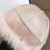 Bucket Hat Plush Basin Cap Korean Style Solid Beanie Casual Faux Fur Mink Hat  Autumn