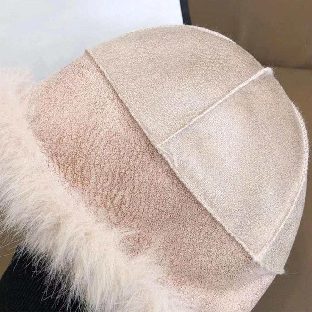 Bucket Hat Plush Basin Cap Korean Style Solid Beanie Casual Faux Fur Mink Hat Autumn