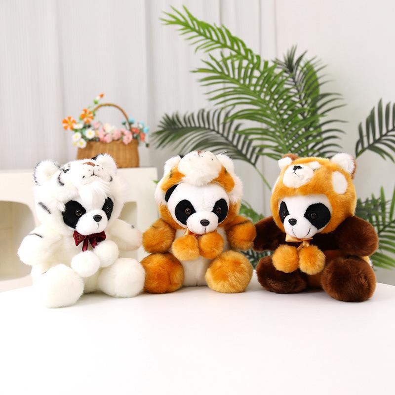 Süßer Süßer Panda Verwandelt in Tiger Waschbär Puppe Plüschtier Schwarz Und Weiß Panda Puppe Kinderpuppe Puppe