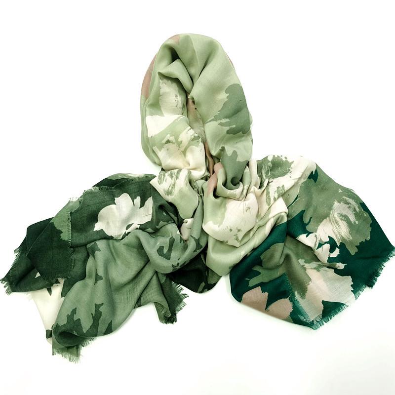 New Floral Patchwork Scarf - Twill Polyester Yarn, Screen Printed with Tassels