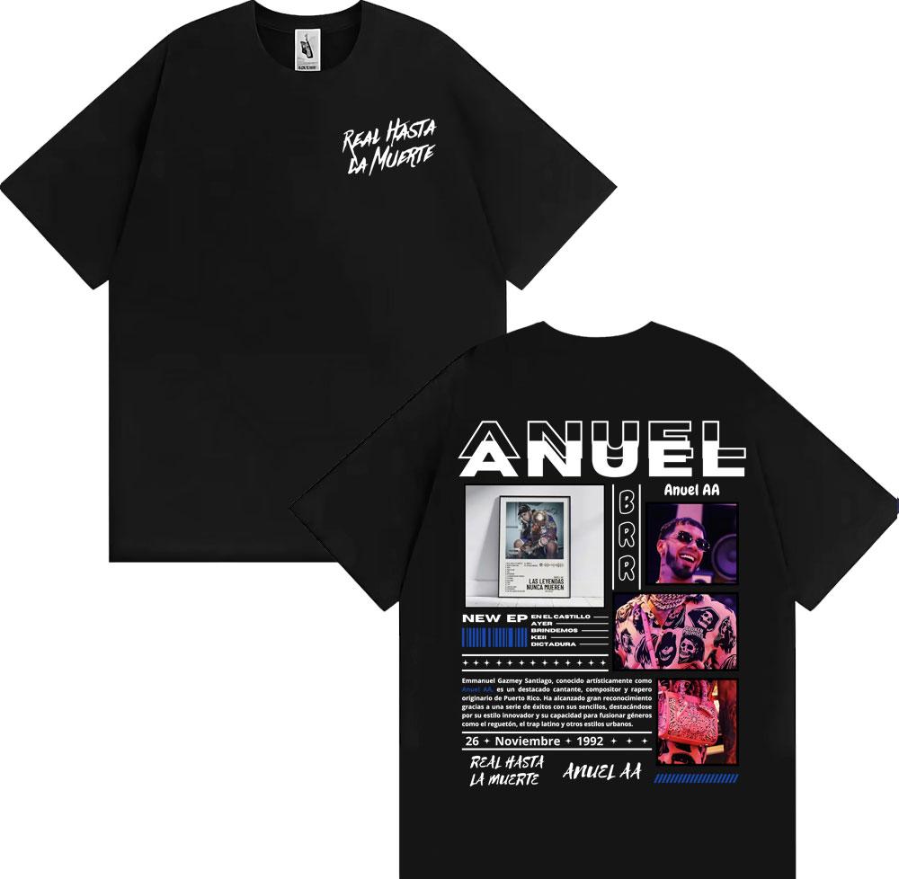 Anuel AA Rhlm 2 Real Hasta La Muerte Tričko Pánské Oblečení Harajuku Gotické Vintage Trička 100% Bavlna Oversized Tričko