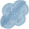 Handmade Crochet Lace Doily 15.5 Inches To 17.5 Inches Round 6 Petals Flower Placemats Coasters Vintage Doilies Vase Cup Mats (1, Light Blue)
