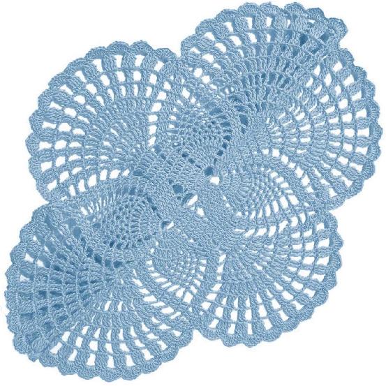 Handmade Crochet Lace Doily 15.5 Inches To 17.5 Inches Round 6 Petals Flower Placemats Coasters Vintage Doilies Vase Cup Mats (1, Light Blue)