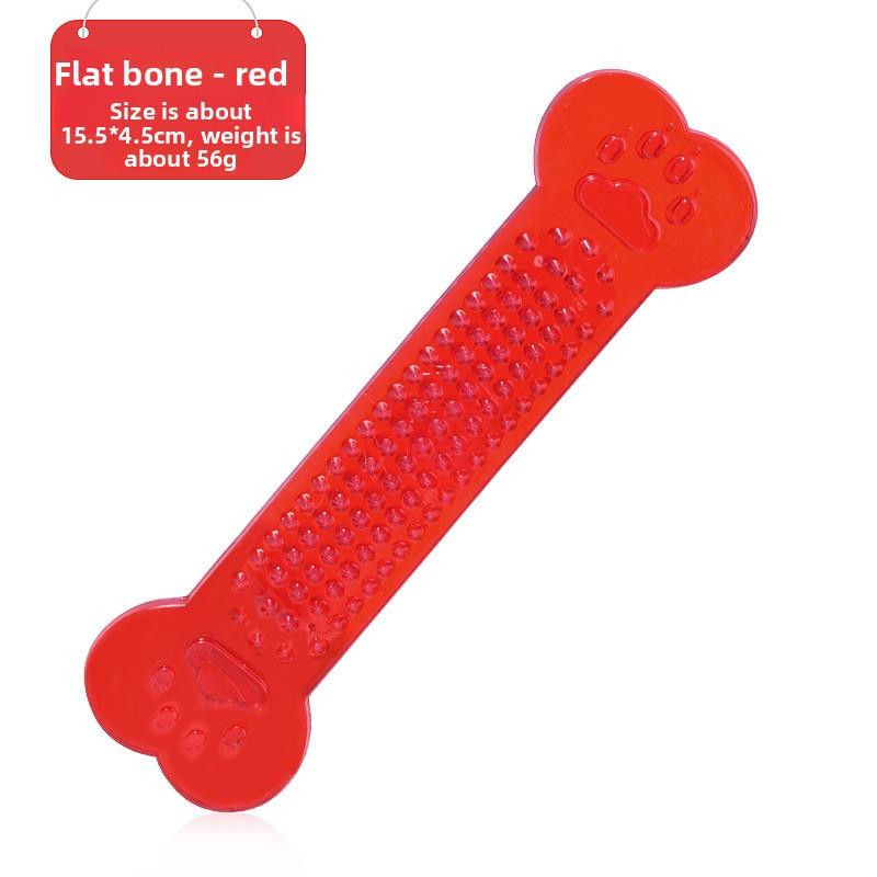 Pet Toy Transparent Flat Bone. Teddy and Golden Retriever Chewable and Grinding Tooth Toy for Dogs.
