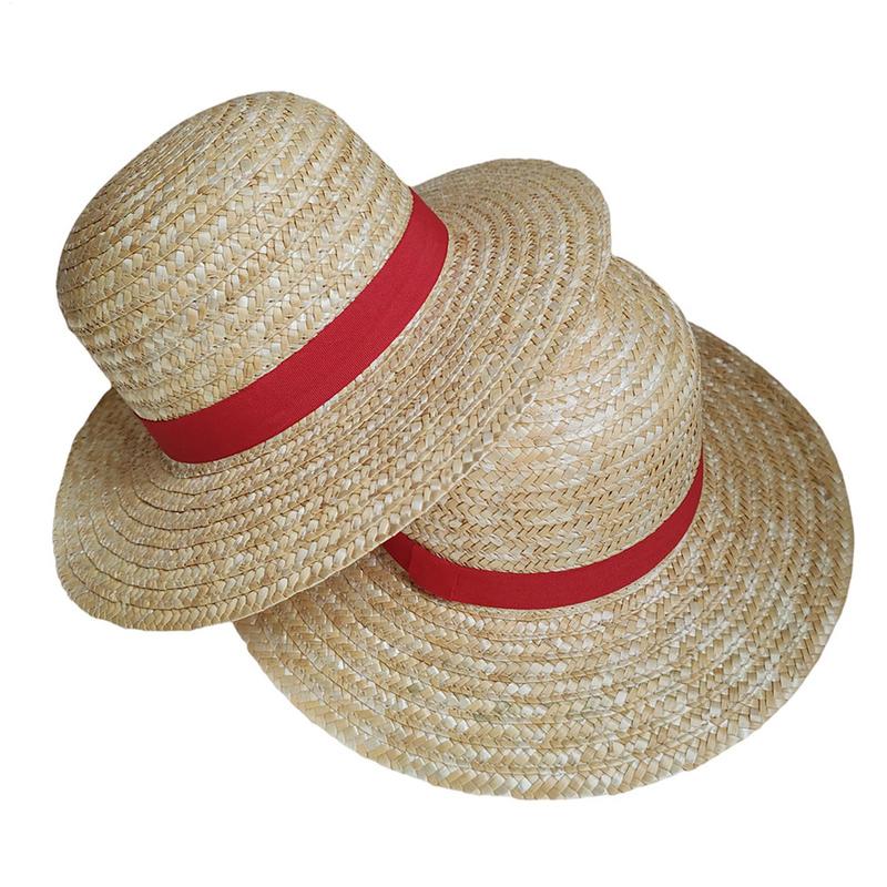 Multifunkční slaměný klobouk pro muže ženy Luffy Cosplay se šňůrkou Slunce Plážová Párty Cestování Kostým na vystoupení Slaměné čepice