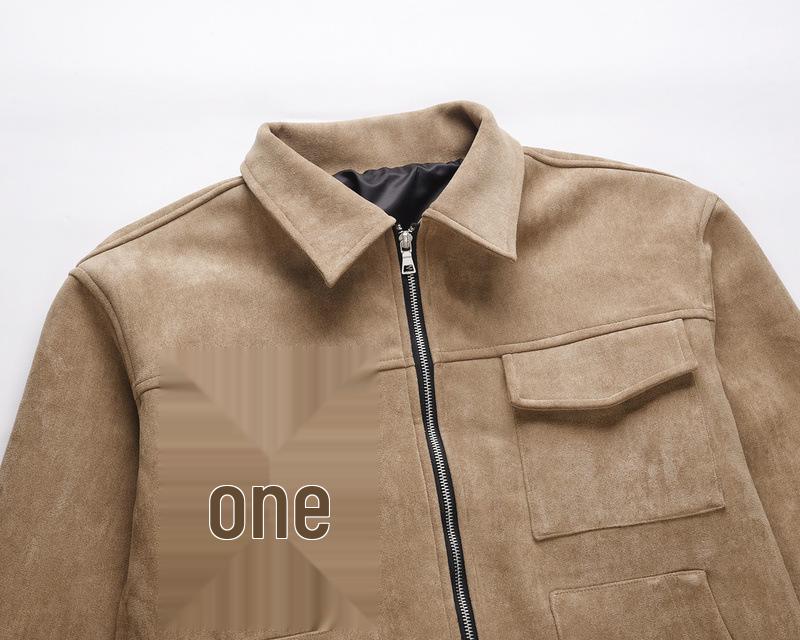 Trendy Unisex High Street Deerskin Zipper Jacket with Big Pockets.