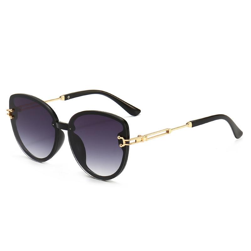Luxurious Oversized Cat-eye Sunglasses With Metal Accents And Gradient Lenses For Uv Protection6066 чёрный