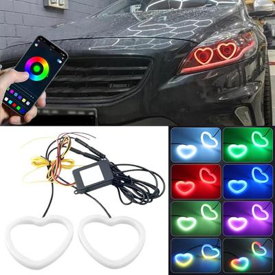 12V Mașină Inimă Ochi de Înger RGB Bumbac Inele Halo LED DRL Motocicletă DRL Inimă Semnalizare Bt Far Lumină în Formă Control Aplicație D A9C7