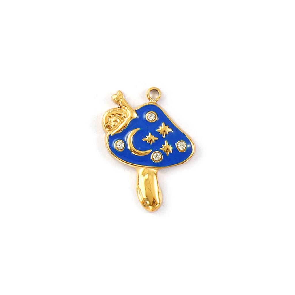 1Piece 304 Stainless Steel Charms 18K Gold Plated Enamel Strawberry Acorn Snail Mushroom Pendant For DIY Necklace Jewelry Making