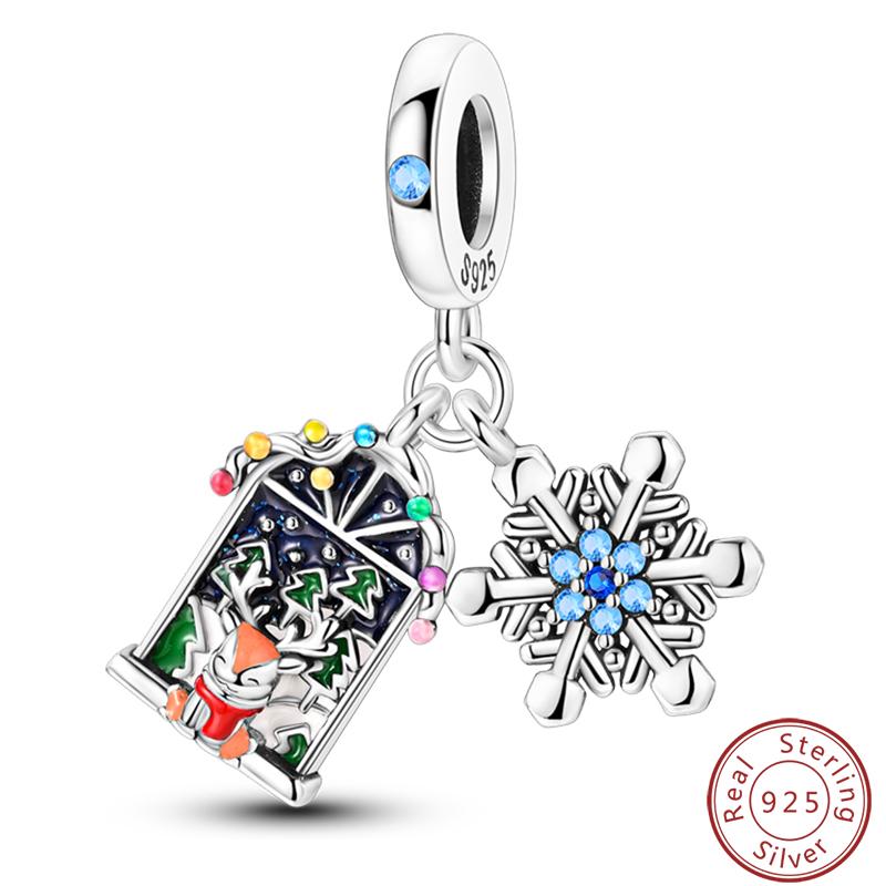 Copper Romantic Christmas Snowman Gingerbread Santa Claus Charms Bead Fit 3Mm Diy Fine Jewelry Accessories