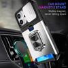 For iPhone 17 Case Kickstand Slide Lens Lid PC+TPU Phone Cover with Card Slot