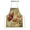 Women Men Retro Bird Flower Butterfly Printed Kitchen Aprons Household Cleaning Pinafore Baking Accessories Linen Cooking Apron