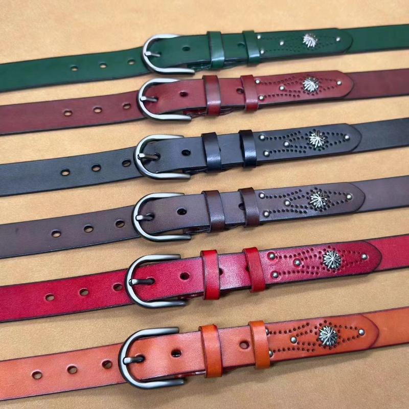 Rivet Women's Belt, First Layer Cowhide Fashion Casual Pin Buckle Belt, Genuine Leather Simple Belt