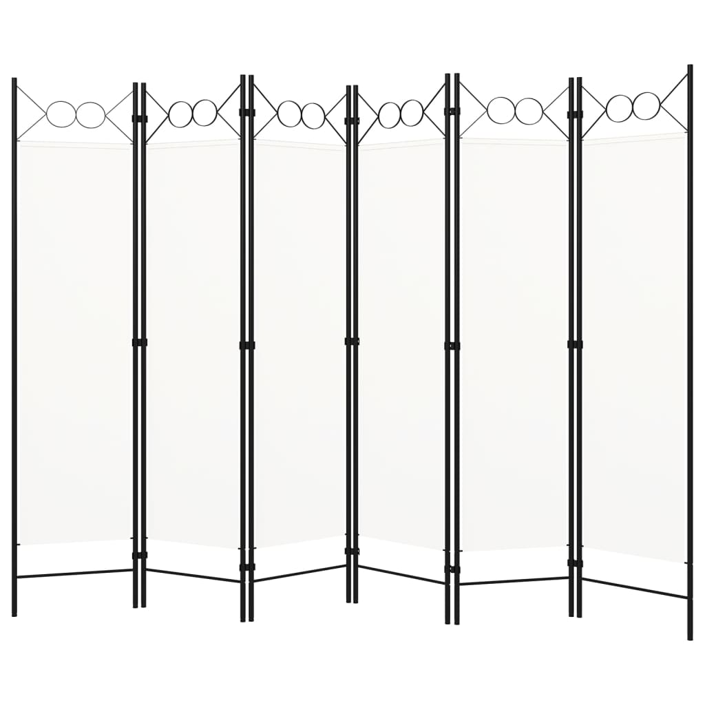 6 Piece Room Divider White 240 X 180 Cm