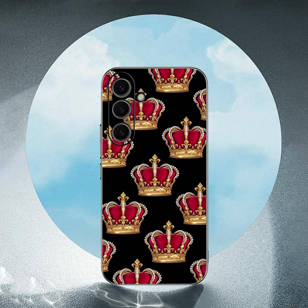 Crown For Samsung Galaxy S25 S24 S23 Ultra S22 S21 Plus S20 Black Soft Silicone Protective Case