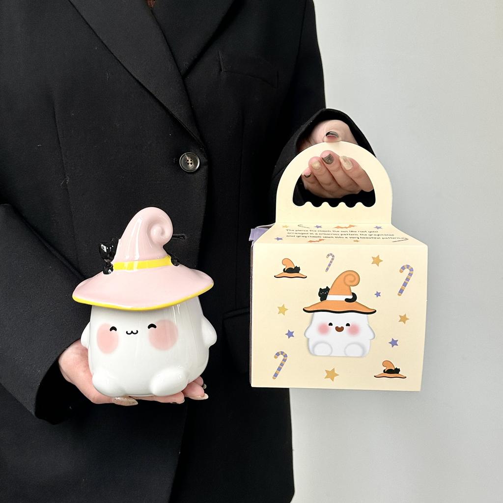 Birthday Gifts High Looking Strange Ghost Mug with Lid Ceramic Cup Gift for Girls