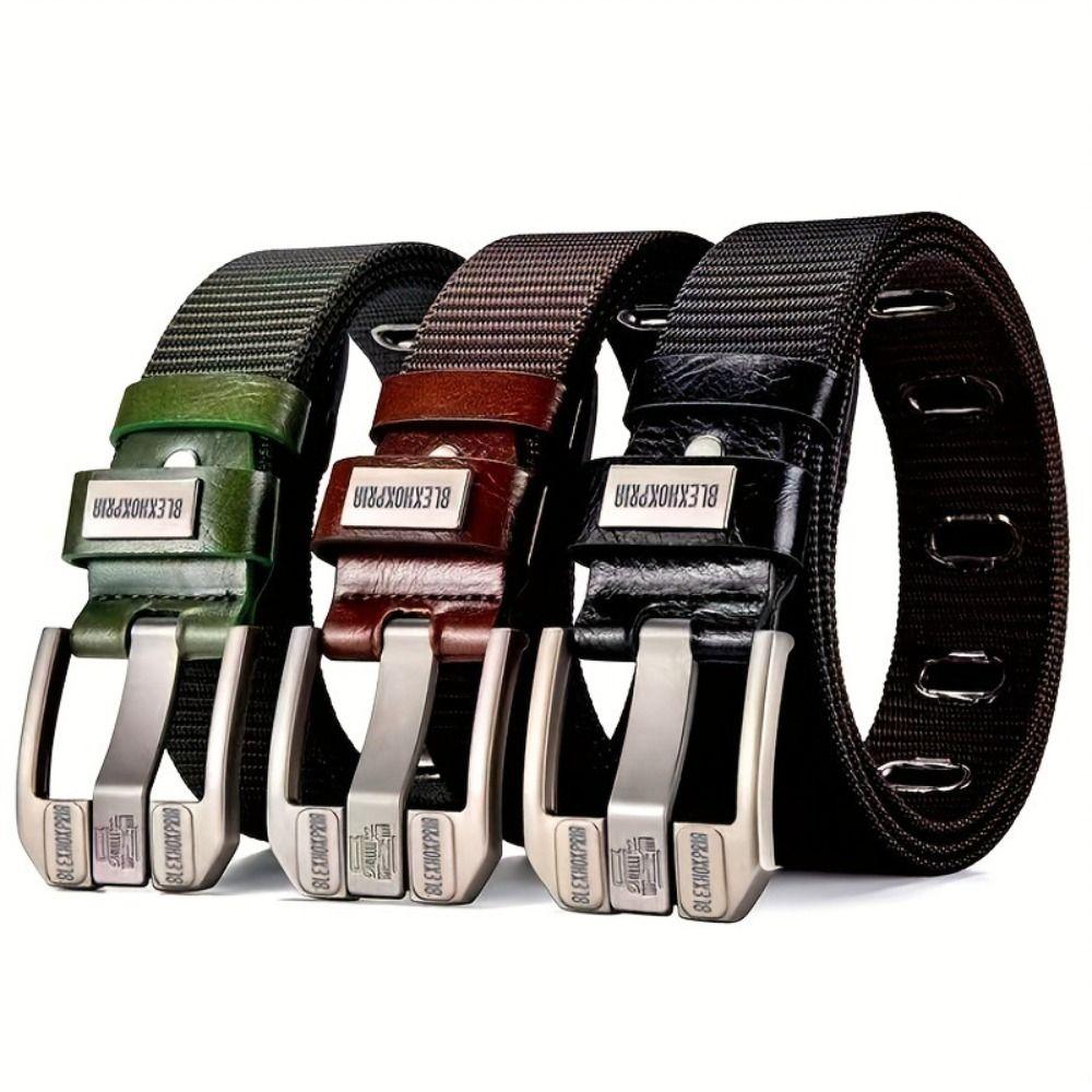 

Casual Nylon Belt Versatile Weave Waist Band Quick-drying Pin Buckle Waistband зелений