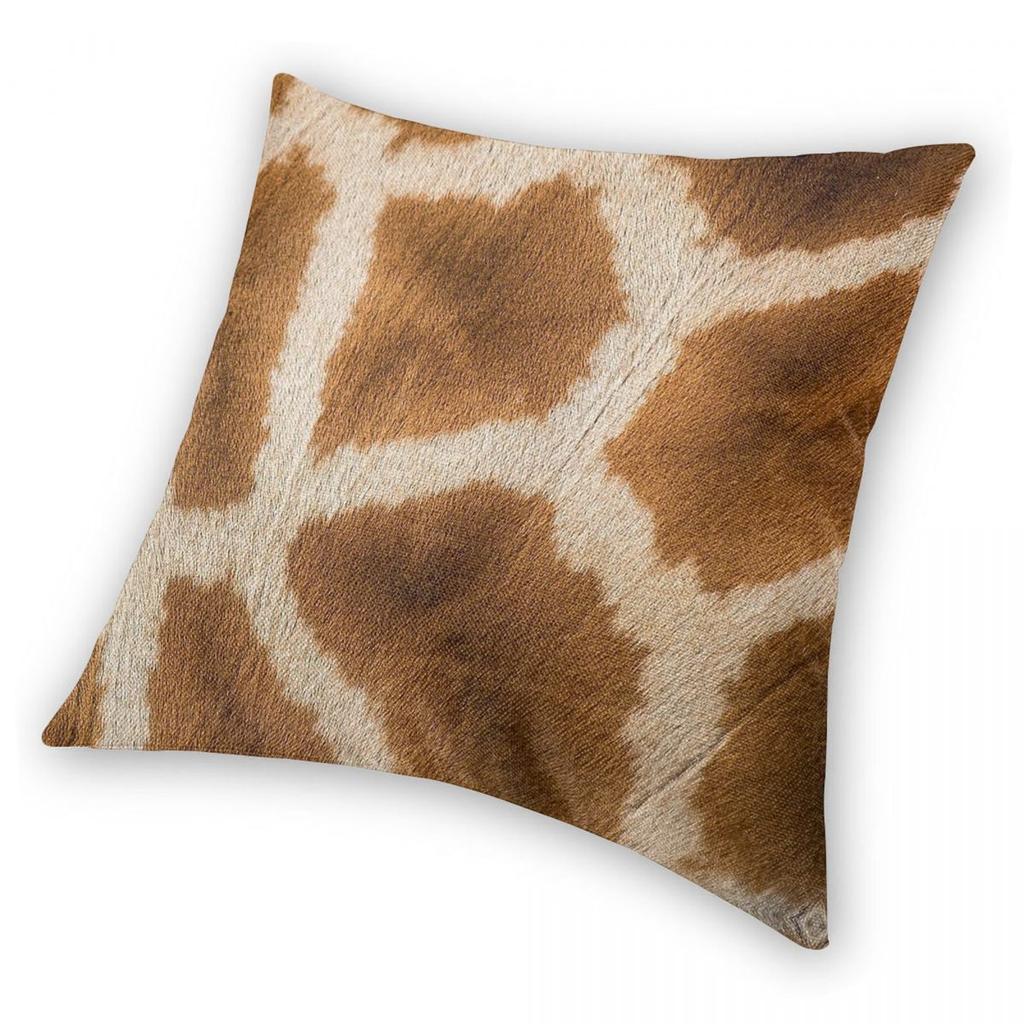 Giraffenfell Afrikanisches Tier Kissenbezug Polyester Leinen Samt Muster Reißverschluss Dekorative Kissenhülle Bettkissenbezug 45X45