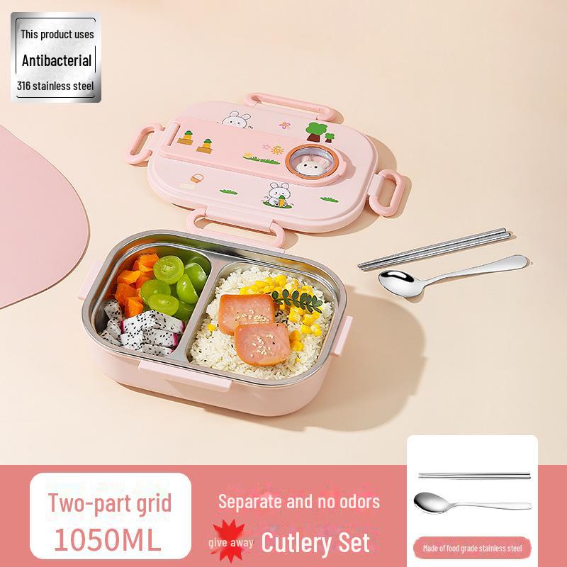 Cutie de prânz izolată pentru copii din oțel inoxidabil 316 cu tavă compartimentată