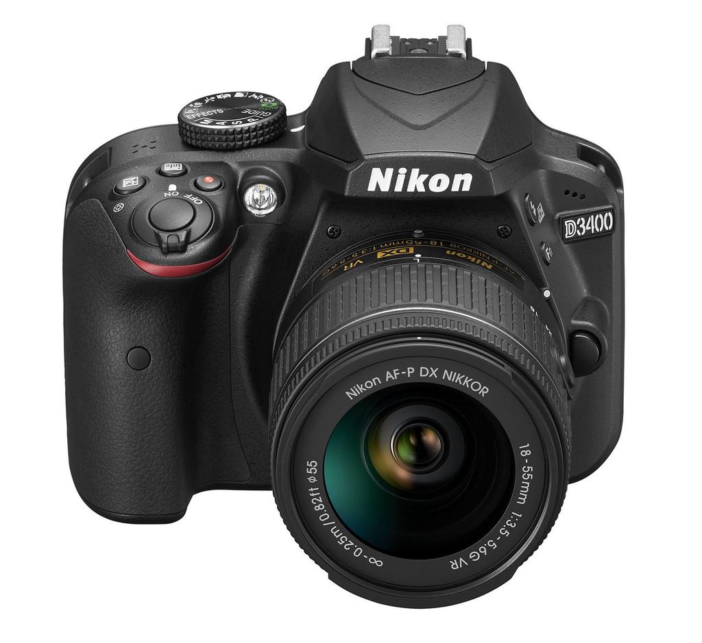 Nikon D3400 Digital SLR Camera with VR Lens Black AF-P 18-55 Kit, (D3400LKBK)