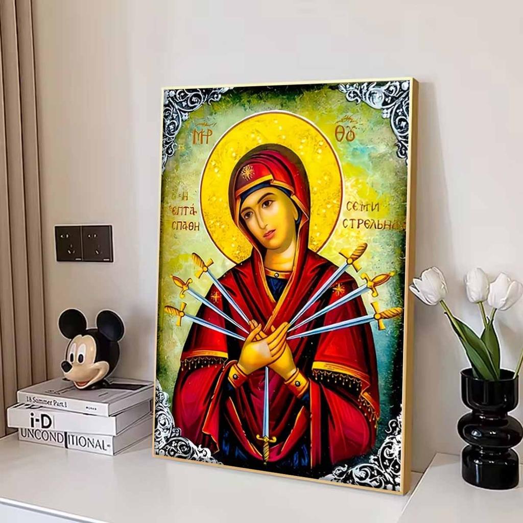 Virgin Mary Diamond Art Set, 5D Religious Diamond Painting DIY Rhinestone Cross Stitch Craft Decoration Home Wall Mural