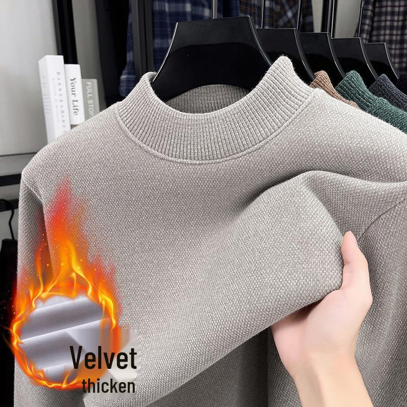 Men's Winter Half-High Collar Thick Mink Velvet Sweater