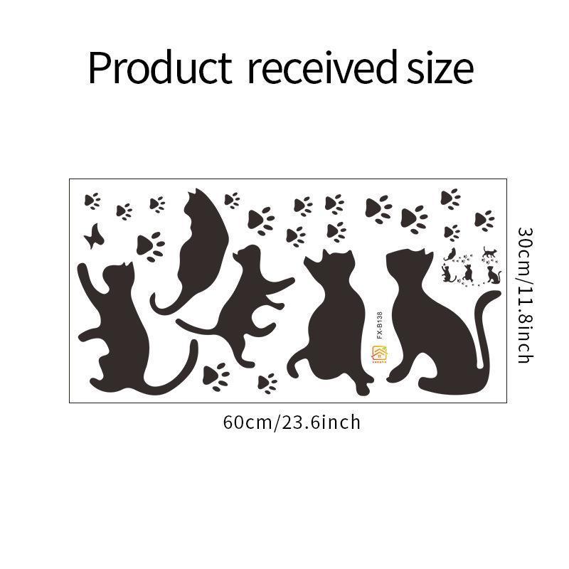 Czarny Kot Bawiący się Łapkami Naklejki Ścienne Samoprzylepne Naklejki do Sklepu Zoologicznego, Szyby Okienne, Szafy i Ścian w Sypialni Wodoodporny Wystrój