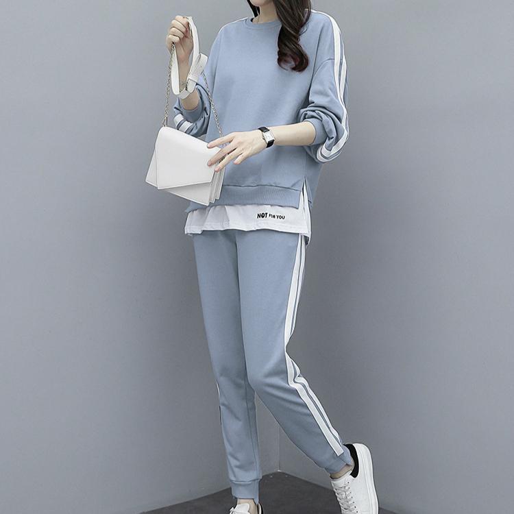 

Женский комплект с капюшоном с укороченным верхом в полоску, 2 предмета с длинным рукавом, костюм для дома, спортивные костюмы, толстовка M синий