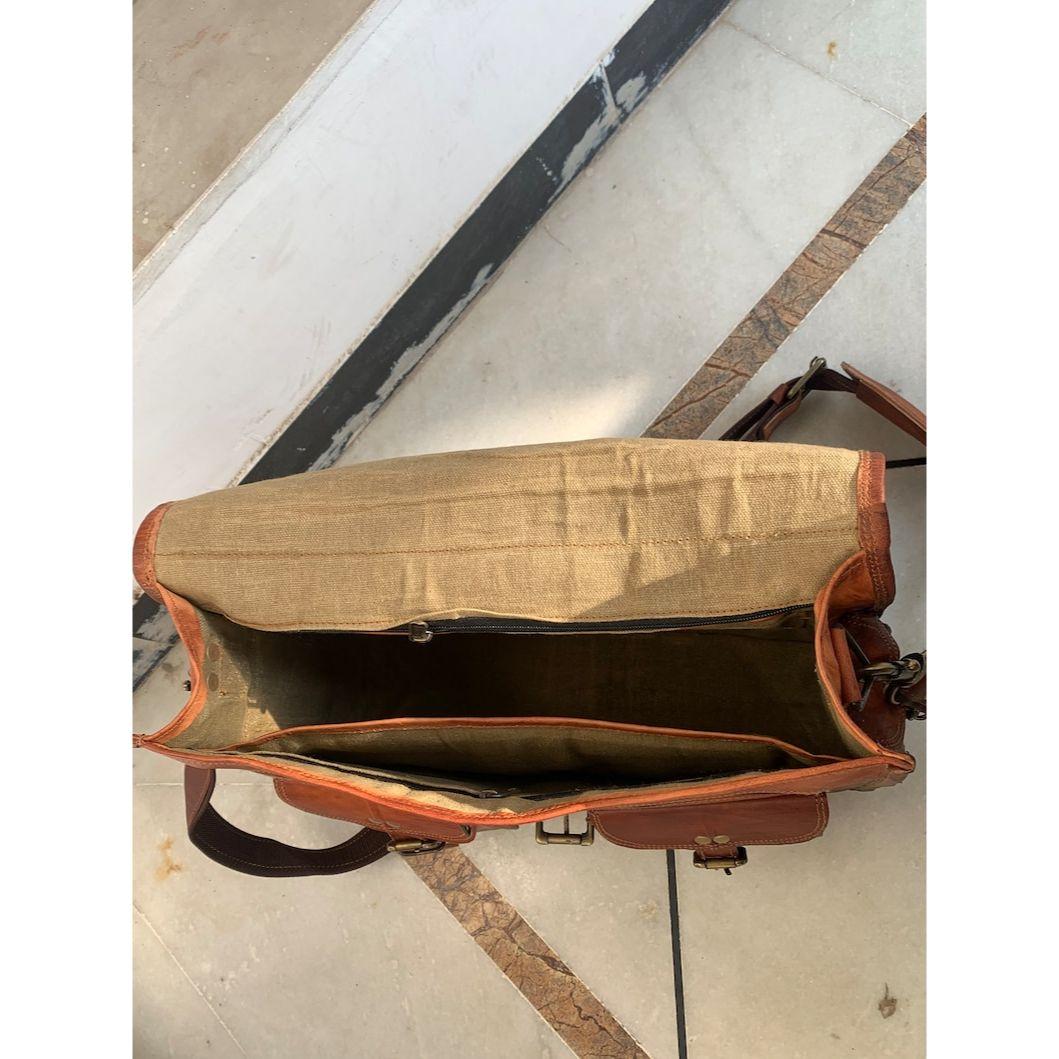 18 дюймов винтажная кожаная дорожная сумка-мессенджер ручной работы для офиса через плечо — фото 4
